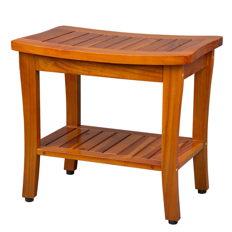 Lark Manor™ Antarious 20.1'' W Teak Shower Bench with Storage Shelf for Inside Shower Bathroom ...